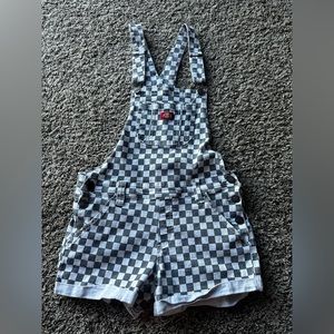 Checkered overall shorts dickies